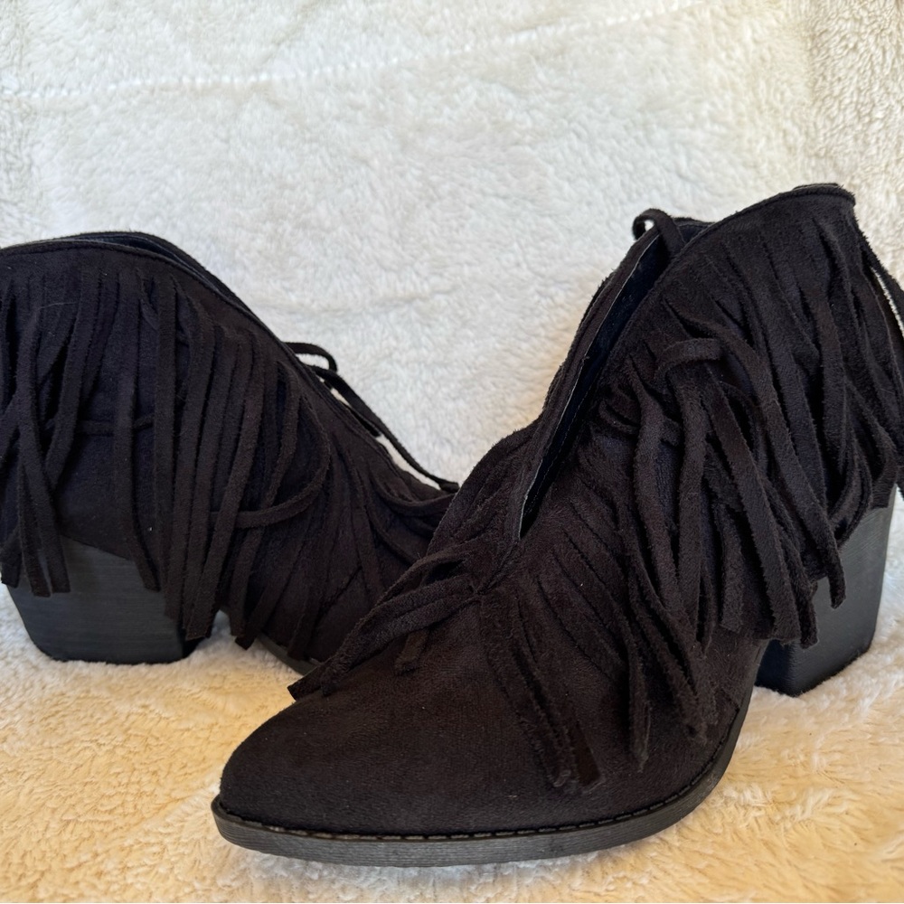 Coconuts by Matisse Black Fringe Ankle Booties